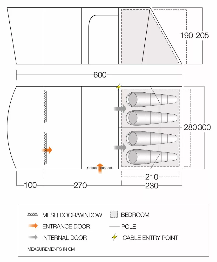 Vango Aether Poled 450XL Tent (2022) Vango Aether Poled 450XL Tent (2022) -Vango Store aether 450xl floorplan low