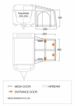 Vango Balletto Air 260 Elements Proshield Caravan Awning (2023) -Vango Store balletto 260 floorplan low v3
