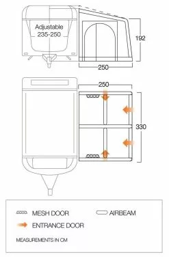 Vango Airbeam Vango Balletto Air 330 Elements ProShield Caravan Awning (2023) -Vango Store balletto 330 floorplan