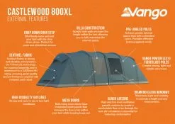 Vango Castlewood 800XL Poled Tent Package (2023) -Vango Store castlewood 800xl infographic
