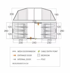 Vango Castlewood 800XL Poled Tent Package (2023) -Vango Store floorplan castlewood 800xl