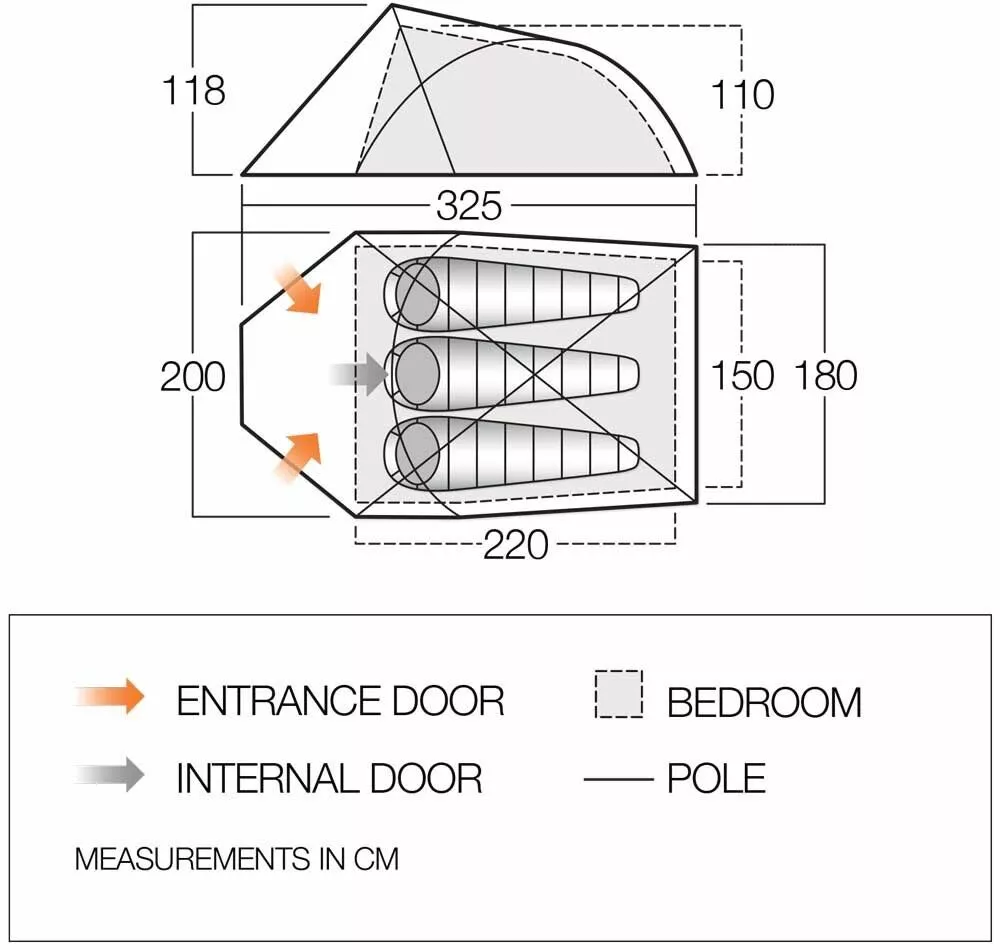 Vango Helvellyn 300 Tent (2022) Vango Helvellyn 300 Tent (2022) -Vango Store floorplan helvellyn 300