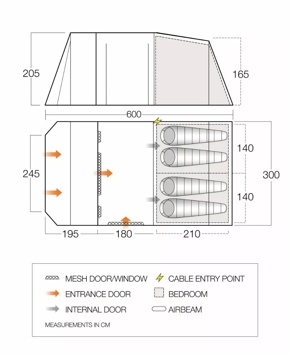 Vango Lismore 450 Poled Tent Package (2023) Vango Lismore 450 Poled Tent Package (2023) -Vango Store floorplan lismore 450