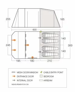 Vango Lismore TC 450 Poled Tent Package (2023) -Vango Store floorplan lismore tc 450