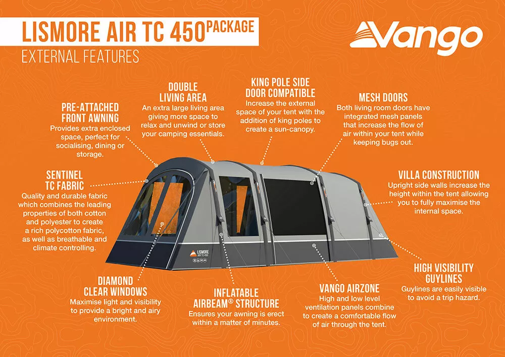 Vango Lismore Air TC 450 Tent Package (2023) Vango Airbeam Vango Lismore Air TC 450 Tent Package (2023) -Vango Store lismore air tc 450 package