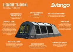 Vango Lismore TC 600XL Poled Tent Package (2023) -Vango Store lismore tc 600xl infographic