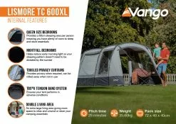 Vango Lismore TC 600XL Poled Tent Package (2023) -Vango Store lismore tc 600xl infographic2