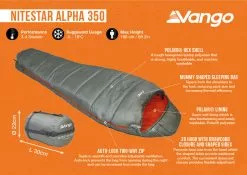 Vango Nitestar Alpha 350 Sleeping Bag (Fog) 7 Vango Nitestar Alpha 350 Sleeping Bag (Fog) -Vango Store nitestar 350 infographic