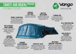 Vango Airbeam Vango Tahiti 850XL Air Tent (2023) -Vango Store tahiti air 850xl package