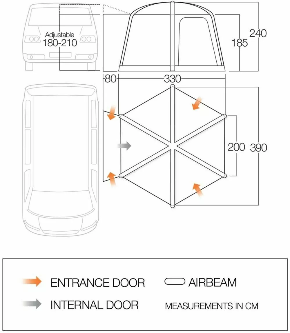 Vango Airhub Hexaway II Low Awning (2022) Vango Airbeam Vango Airhub Hexaway II Low Awning (2022) -Vango Store vango 2019 awnings floorplan airhub hexaway low