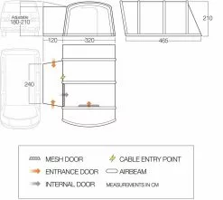 Vango Airbeam Vango Galli III Low Airaway Awning (2022) -Vango Store vango 2019 awnings floorplan galli low