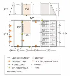Vango Airbeam Vango Anantara IV TC 650xl Air Tent (2023) -Vango Store vango 2021 airbeam si pro floorplan anantara iii air tc 650xl 1
