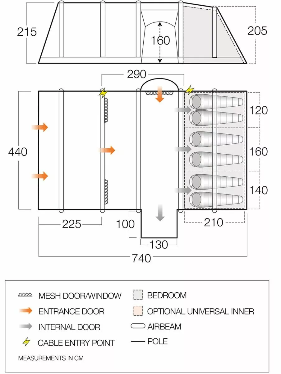 Vango Rome II Air 650XL Tent Package (2023) Vango Airbeam Vango Rome II Air 650XL Tent Package (2023) -Vango Store vango 2021 tents floorplan rome air 650xl hi