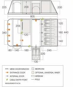 Vango Airbeam Vango Tahiti 850XL Air Tent (2023) -Vango Store vango 2021 tents floorplan tahiti ii air 850xl hi