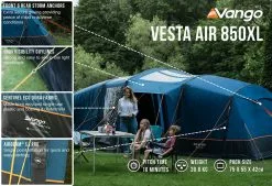 Vango Airbeam Vango Vesta Air 850xl Tent (2023) Bundle -Vango Store vesta air 850xl low res2